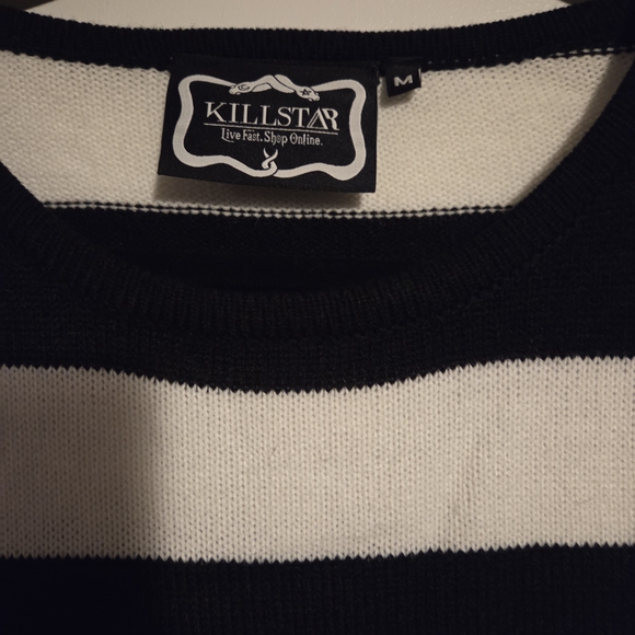 On Hold - Killstar Pugsley Knit Sweater Top Black White Stripe - Picture 3 of 4